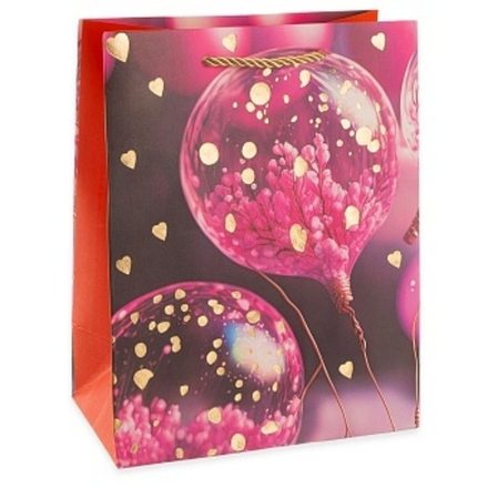 Пакет подарочный, Невероятные шарики, Дизайн №1, Розовый, Металлик, 23*18*10 см, 1 шт.