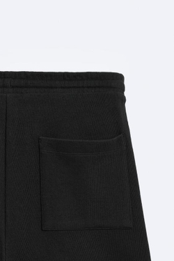ZARA ШОРТЫ SOFT В РУБЧИК, ЧЕРНЫЙ