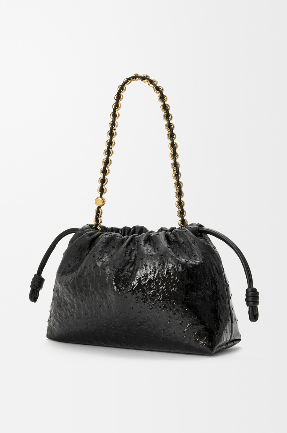 Loewe Сумка Flamenco среднего размера из лакированной кожи страуса с градиентным переходом цвета, черный