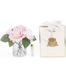 Букет микс розовых роз в прозрачной вазе "ёлочка", Cote Noire