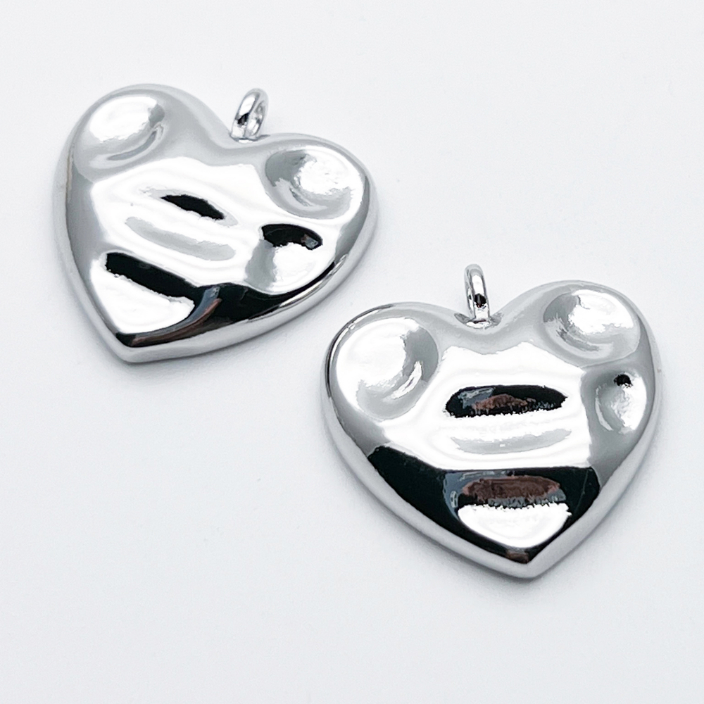 Подвеска Сердце, цвет серебро (родий), размер 25*25 мм, цена за 1 шт