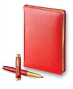 Подарочный набор: Ручка роллер Parker IM Premium T318 Red GT, цвет чернил черный и красный недатированный ежедневник с золотым срезом