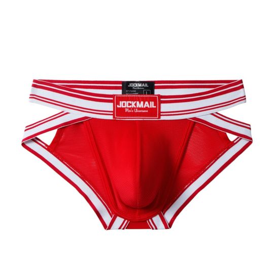Мужские трусы брифы красные с вырезами по бокам JOCKMAIL JM2024-8