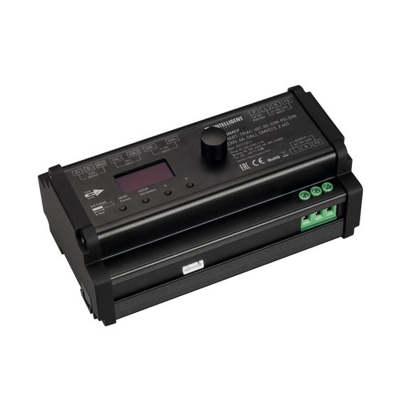 INTELLIGENT ARLIGHT Диммер SMART-TRIAC-601-82-DIM-PD-DIN Black (230V, 6А, DALI, DMX512, 2.4G) (IARL, IP20 Пластик, 5 лет) 031113(1)