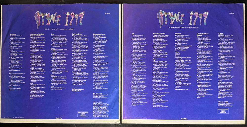 Prince ‎– 1999 2LP (Германия 1984г.) Т