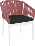 Кресло пластиковое с подушками Siesta Contract Portofino, белый, марсала, черный