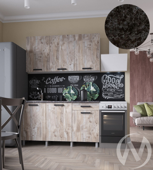 Кухня Элиана 1.5м (корпус белый/дуб юкон) 26мм кастилло темный