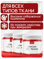 Комбо красок по ткани (красная) 3х20 мл