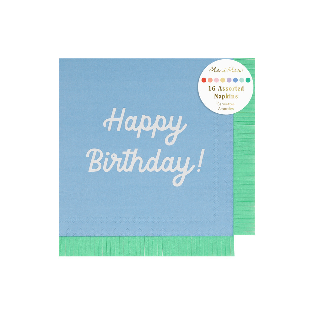 Салфетки большие цветные "Happy Birthday" 16 шт.