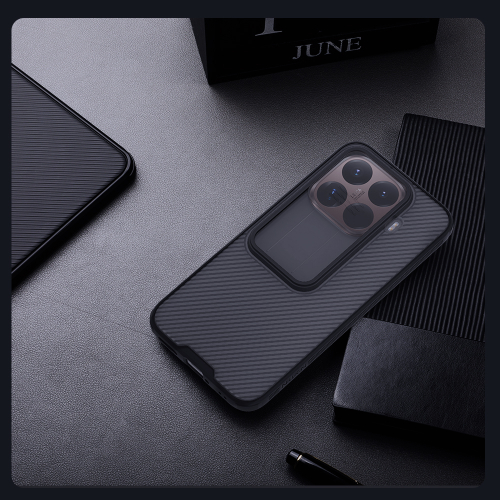 Чехол тонированный с защитной шторкой для камеры на Xiaomi 15T Pro, серия CamShield Pro Case (Transparent black) от Nillkin