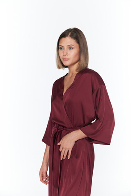 Шелковый халат-кимоно бордо