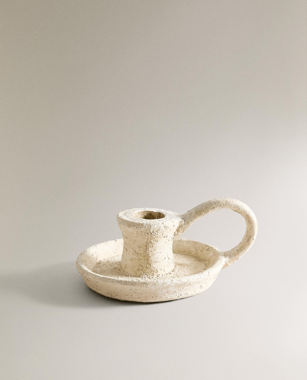 Zara Home Подсвечник из глины, цвет белый, 13.5 см