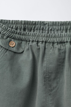 ZARA БРЮКИ BALLOON С РАЗРЕЗАМИ, УТИНО-СИНИЙ