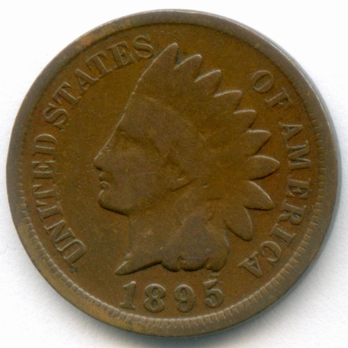 1 цент 1895 год. США. Голова индейца. Бронза F-VF