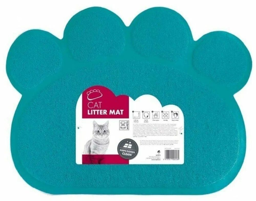 Коврик притуалетный для кошачьего лотка, 60х45 см, бирюзовый MPets