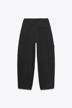 ZARA БРЮКИ-БАЛЛОНЫ КАРГО, ЧЕРНЫЙ
