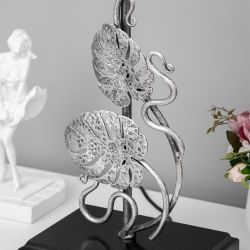 Настольная лампа Monstera Deliciosa (Монстера) Черный Античное серебро с абажуром Сити Черный