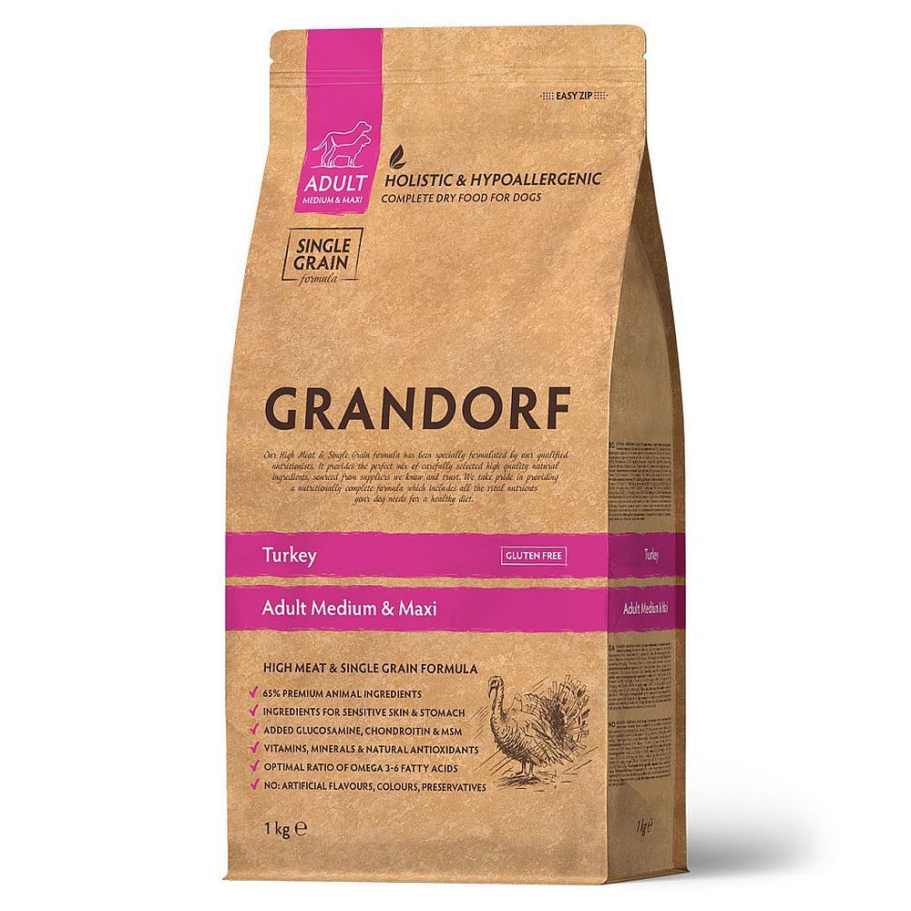 GRANDORF DOG Turkey Adult Medium &amp; Maxi 1 кг