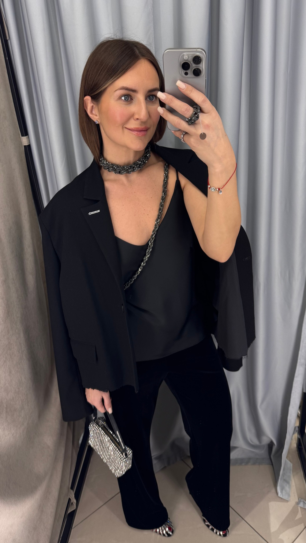 Топ шелковый чёрный