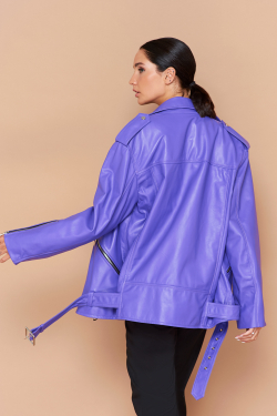 Косуха фиолетовая oversize мягкая кожа