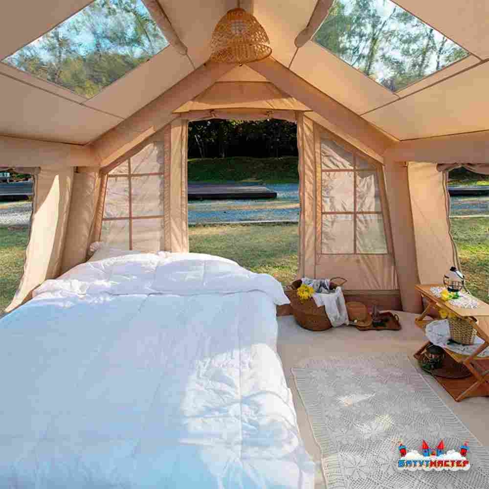 Пневмокаркасная палатка «Летний Уют» 3,2×2,5×2,2 м — семейная, кемпинговая из ПВХ