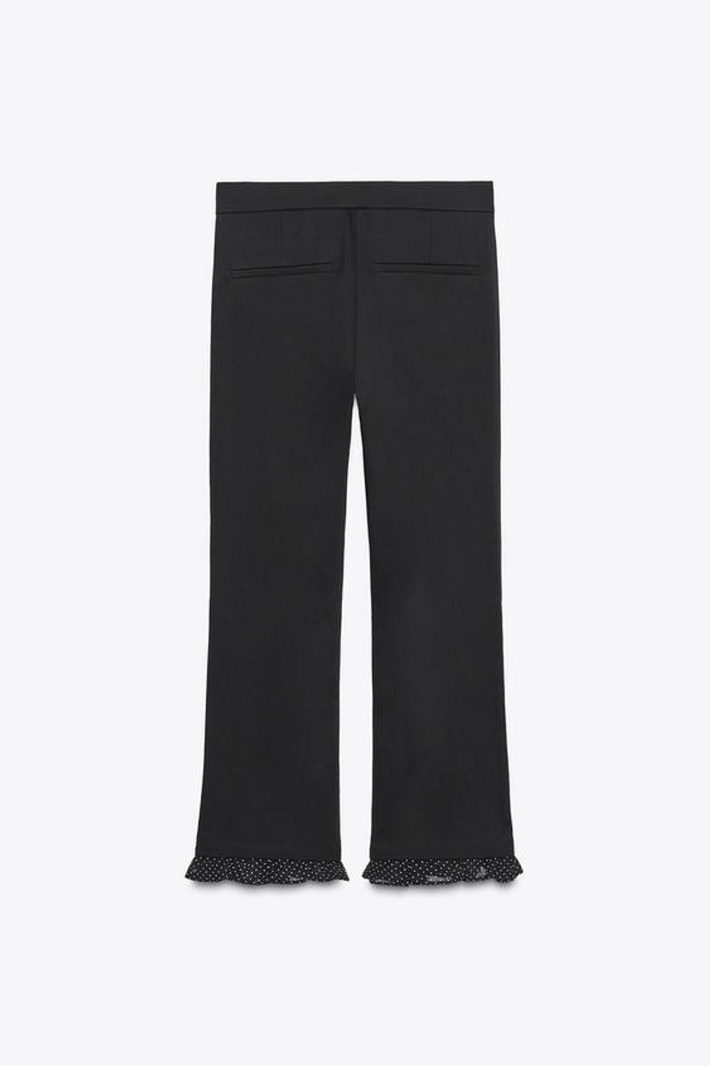 ZARA УКОРОЧЕННЫЕ БРЮКИ КЛЕШ С ВОЛАНАМИ, ЧЕРНЫЙ