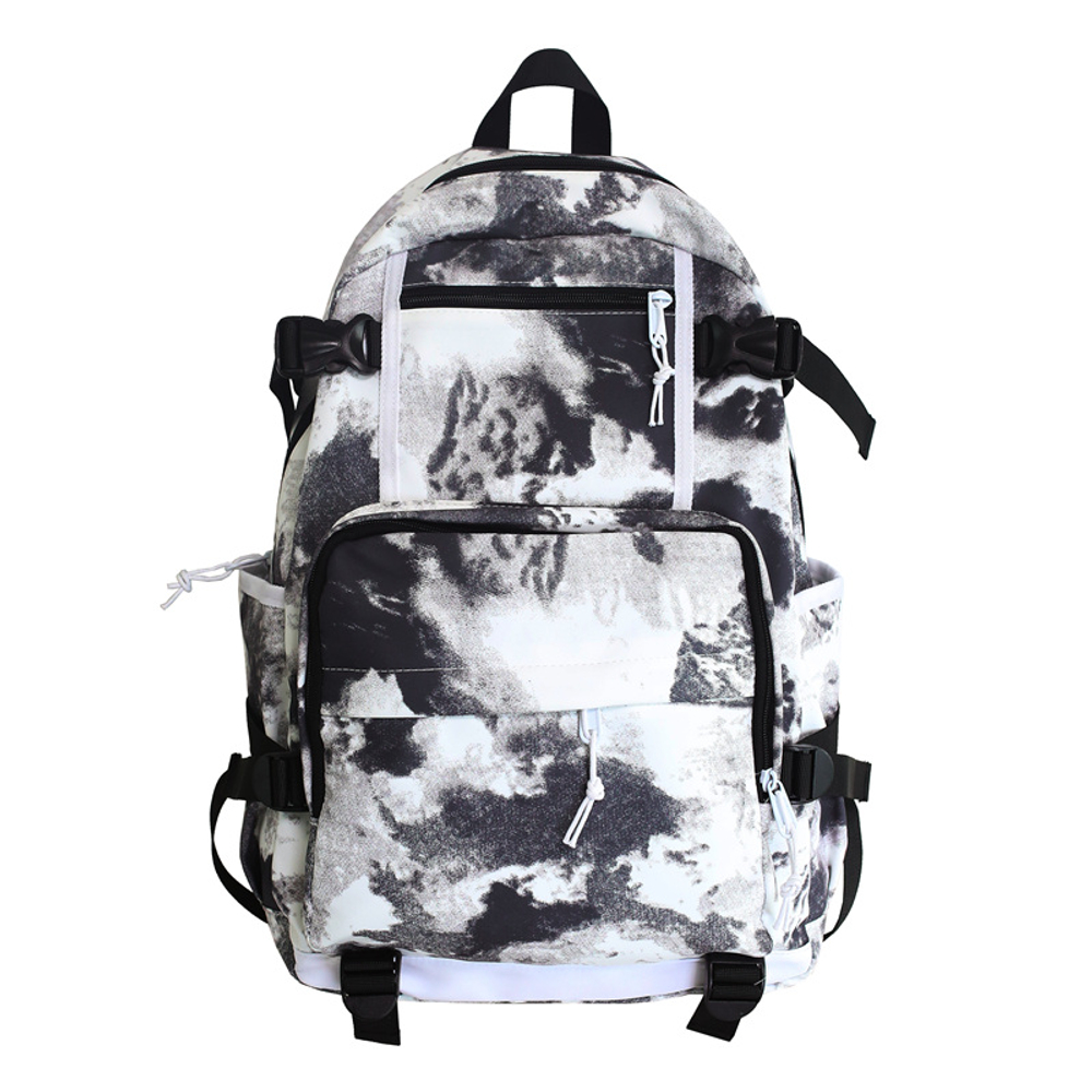 DELIXIONG Nylon Backpack Travel Backpack Regular Unisex Rendering White/Letter Black/Camouflage Black/Shoes White