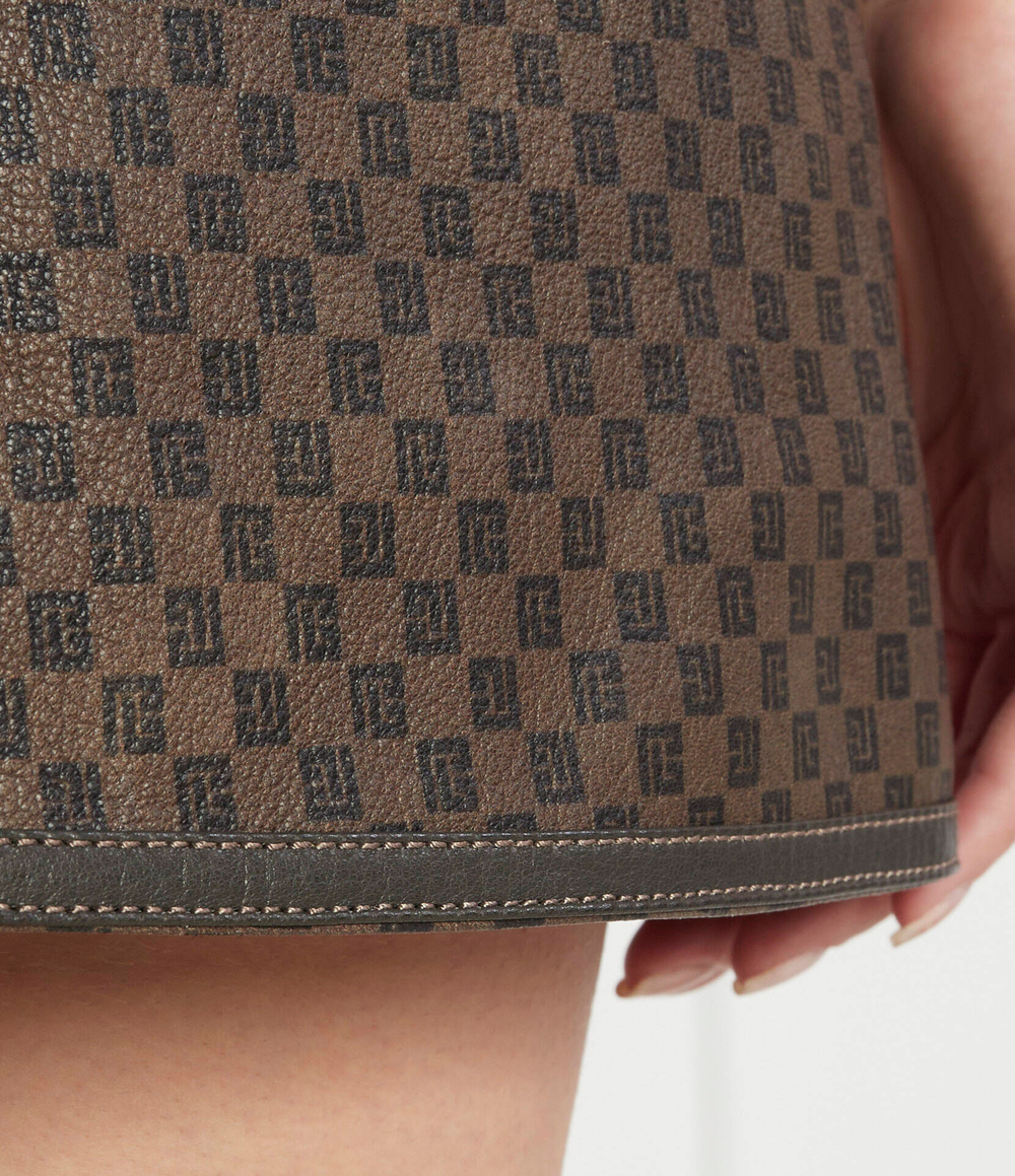 Кожаная юбка Balmain - коричневый(BF0LB911 LC79)