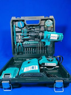 Шуруповерт аккумуляторный бесщеточный 18v ударная дрель с набором 25 инструментов +2 АКБ 18 вт в кейсе с режимом сверления