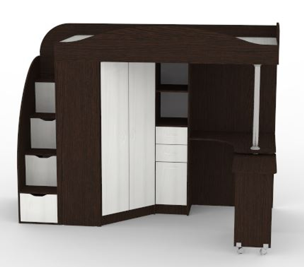 Кровать-чердак КарИВи Юниор 4 Венге Белое Дерево