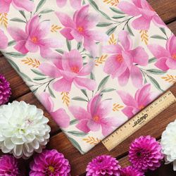 Ткань кулирная гладь лотос букет