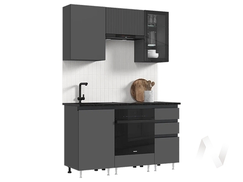 Кухня Техно-6 1;5м (графит/графит софт/кастилло темный)