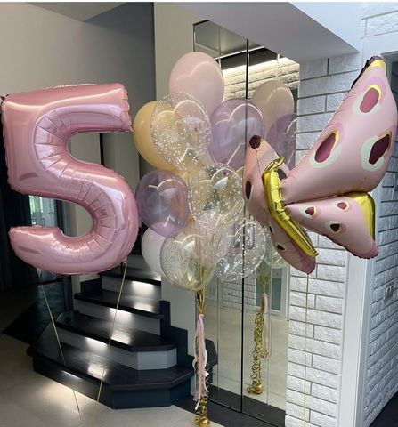 Шары с бабочкой композиция 5 лет девочке