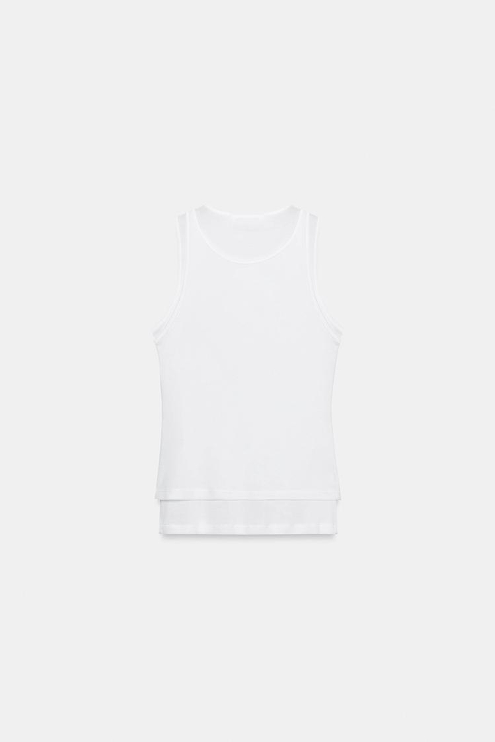 ZARA ФУТБОЛКА С ДВОЙНЫМИ ПРОЙМАМИ, ЭКРЮ