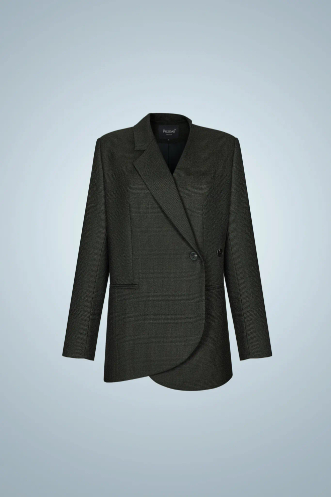 Жакет асимметричный зеленый