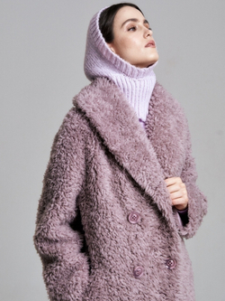 Шуба женская чебурашка тедди эко, сиреневая, SilverFox