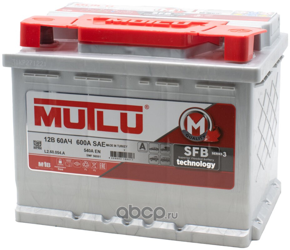 Аккумулятор MUTLU CALCIUM SILVER 60 А/ч ОБР SMF56081 242x175x190 EN540