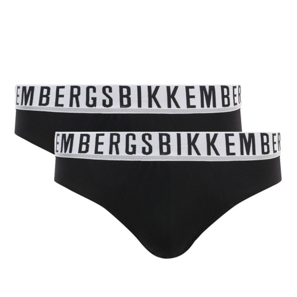Мужские трусы брифы черные набор 2 в 1 Bikkembergs ESSENTIAL BKK1USP01BI/2