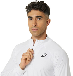 Мужская теннисная футболка теннисная Asics Men Court 1/2 Zip Long Sleeve Top - белый