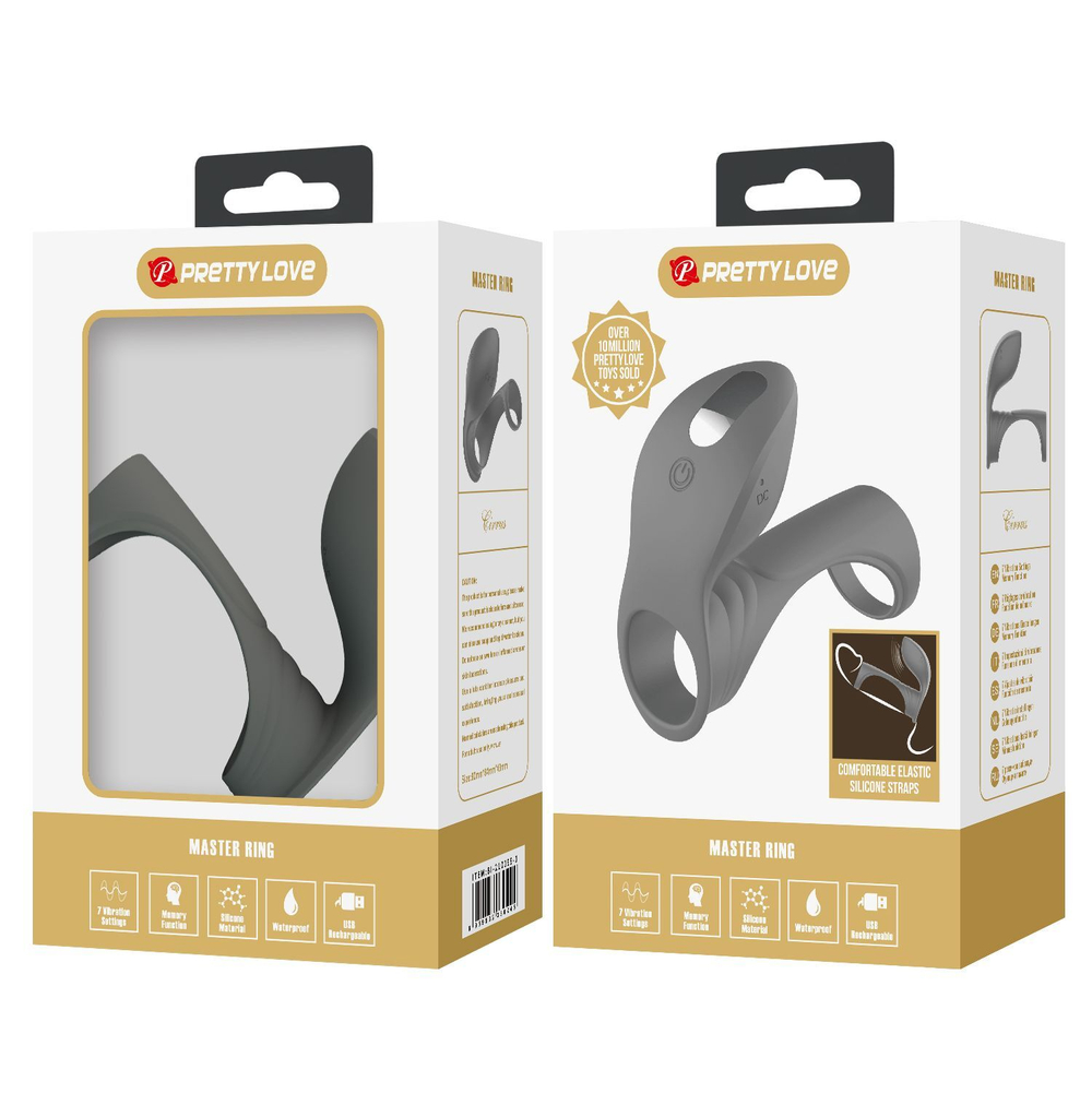 Серая насадка для пениса с вибростимуляцией (Цвет: серый)