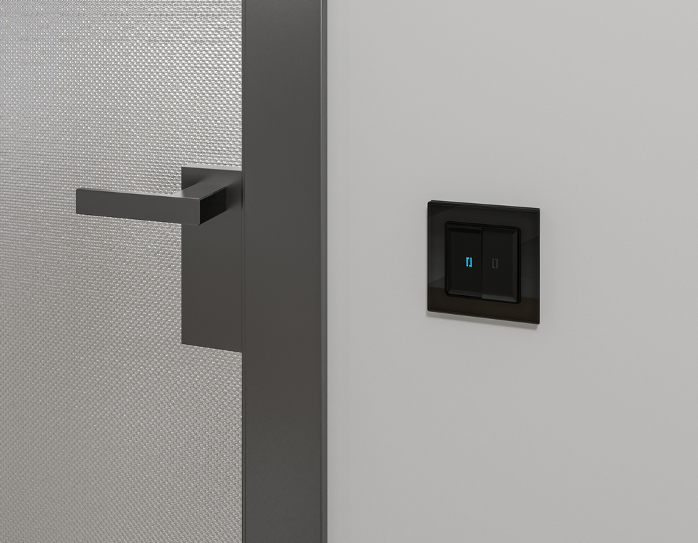 MA804060 Комплект механизма 2-кл выключателя с самовозвратом с подсветкой 10000K ALFA Черный матовый QUANT (AP8040, VM129, G17B)