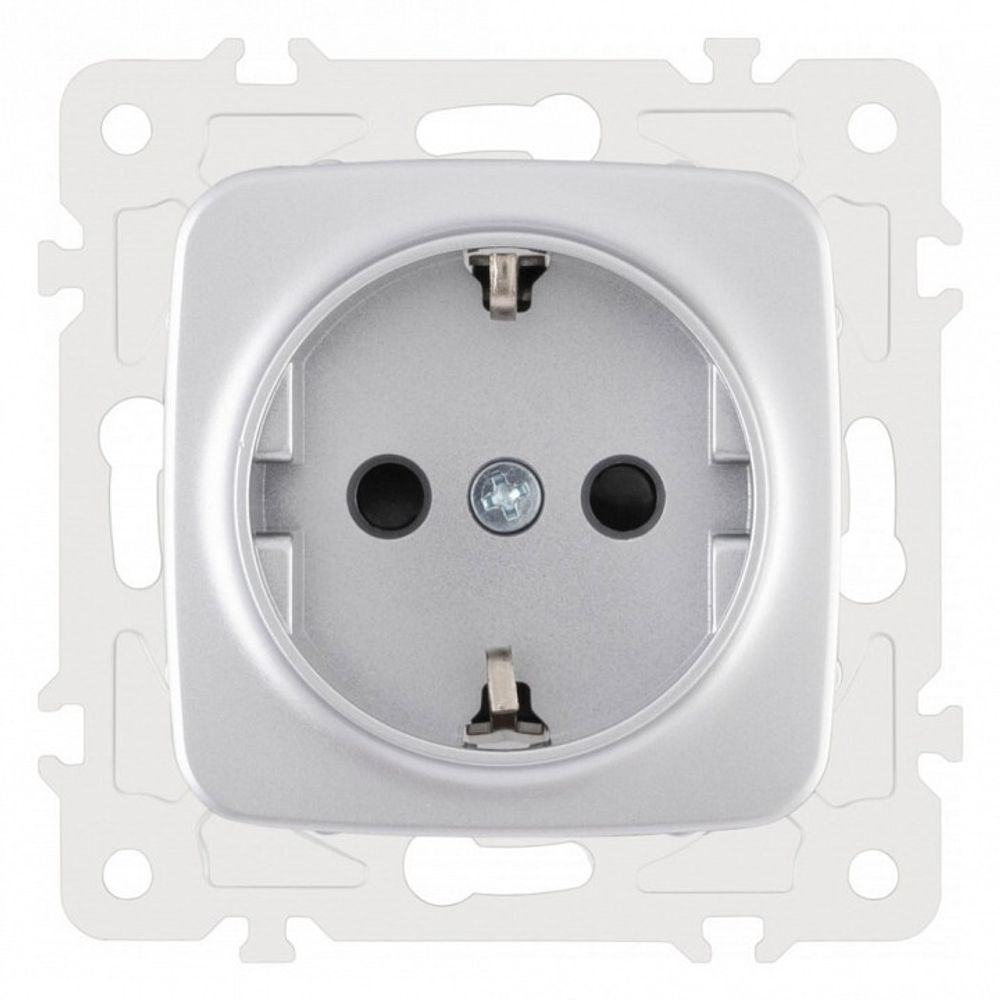 Розетка с заземлением и со шторкой, без рамки Arte Milano am-205 205.40-1.silver