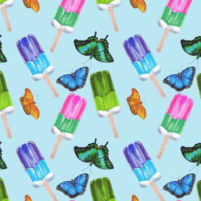 Тропические бабочки, мороженое, лето