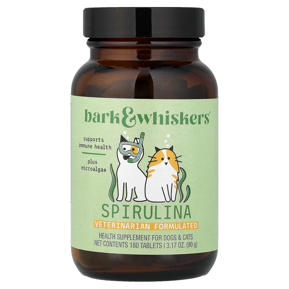 Dr. Mercola, Bark & Whiskers™, спирулина, для собак и кошек, 180 таблеток, 90 г (3,17 унции)