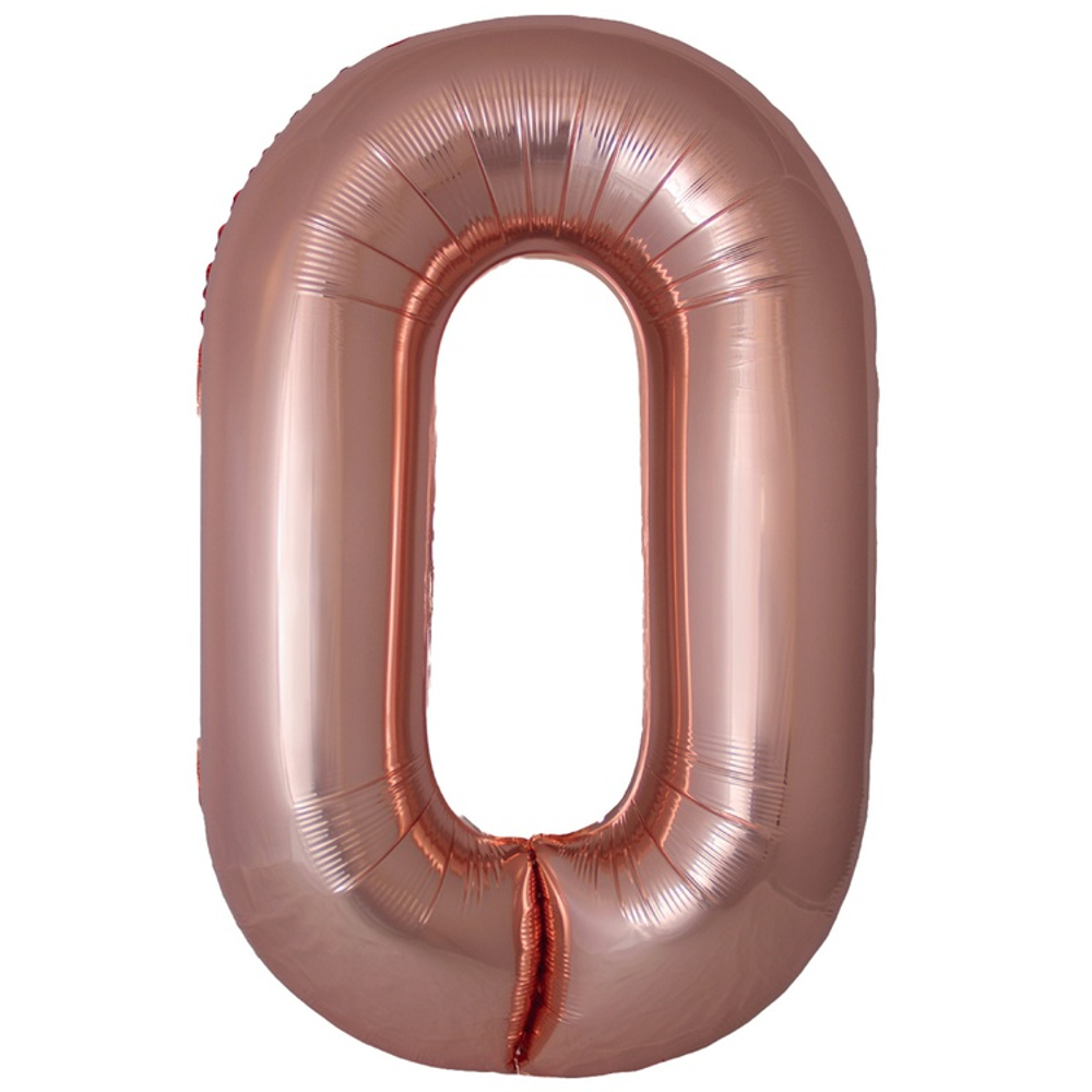 Шар фольгированный Цифра 0 101 см (Розовое Золото)
