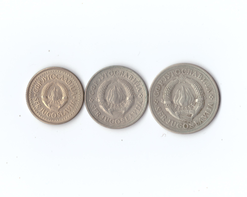 Набор монет. Югославия 3 шт. 1973, 81, 86 гг. 1,2 динара. XF