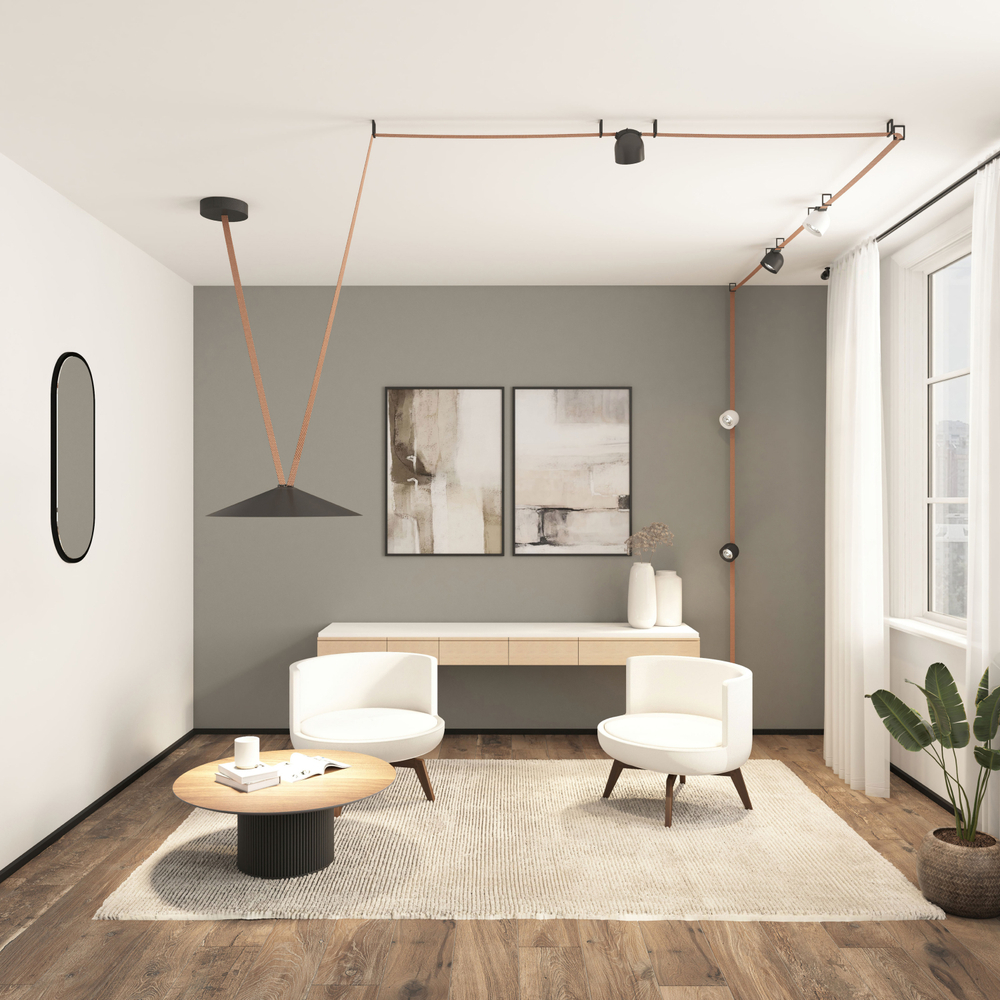 DK5668-BK Cветильник для трека-ремня Belty Smart, серия Flow, со светодиодом, D600*H122мм, 48V DC, 24W, RA90, 120°, 2700-6500K, IP20, черный, алюминий