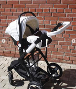 ДЕТСКАЯ КОЛЯСКА 3 В 1 BELECOO X6 ЧЁРНО-БЕЛАЯ ЭКОКОЖА