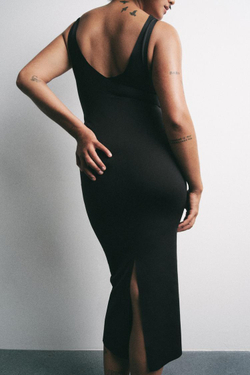 ZARA КОМБИНИРОВАННОЕ ПЛАТЬЕ С КРУЖЕВОМ, ЧЕРНЫЙ