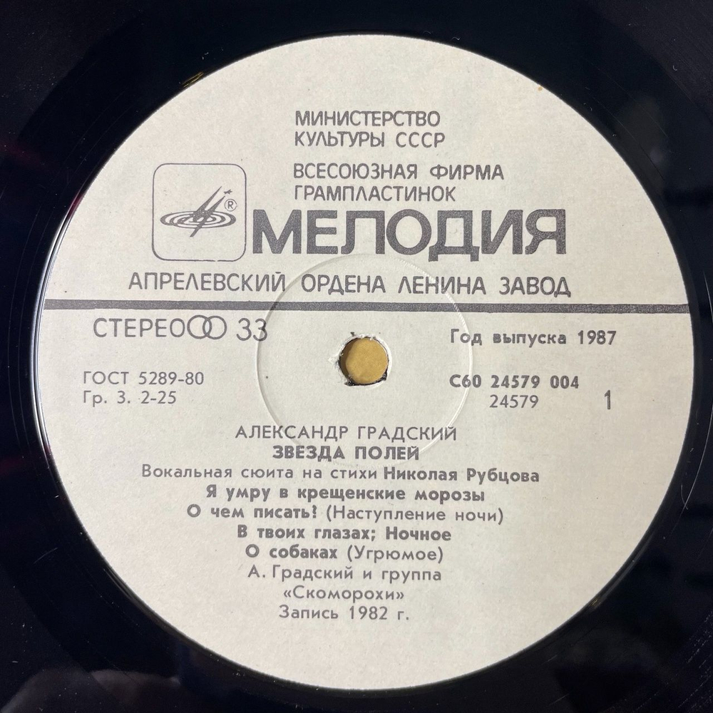 Винтажная виниловая пластинка LP Александр Градский Звезда Полей (СССР 1987)